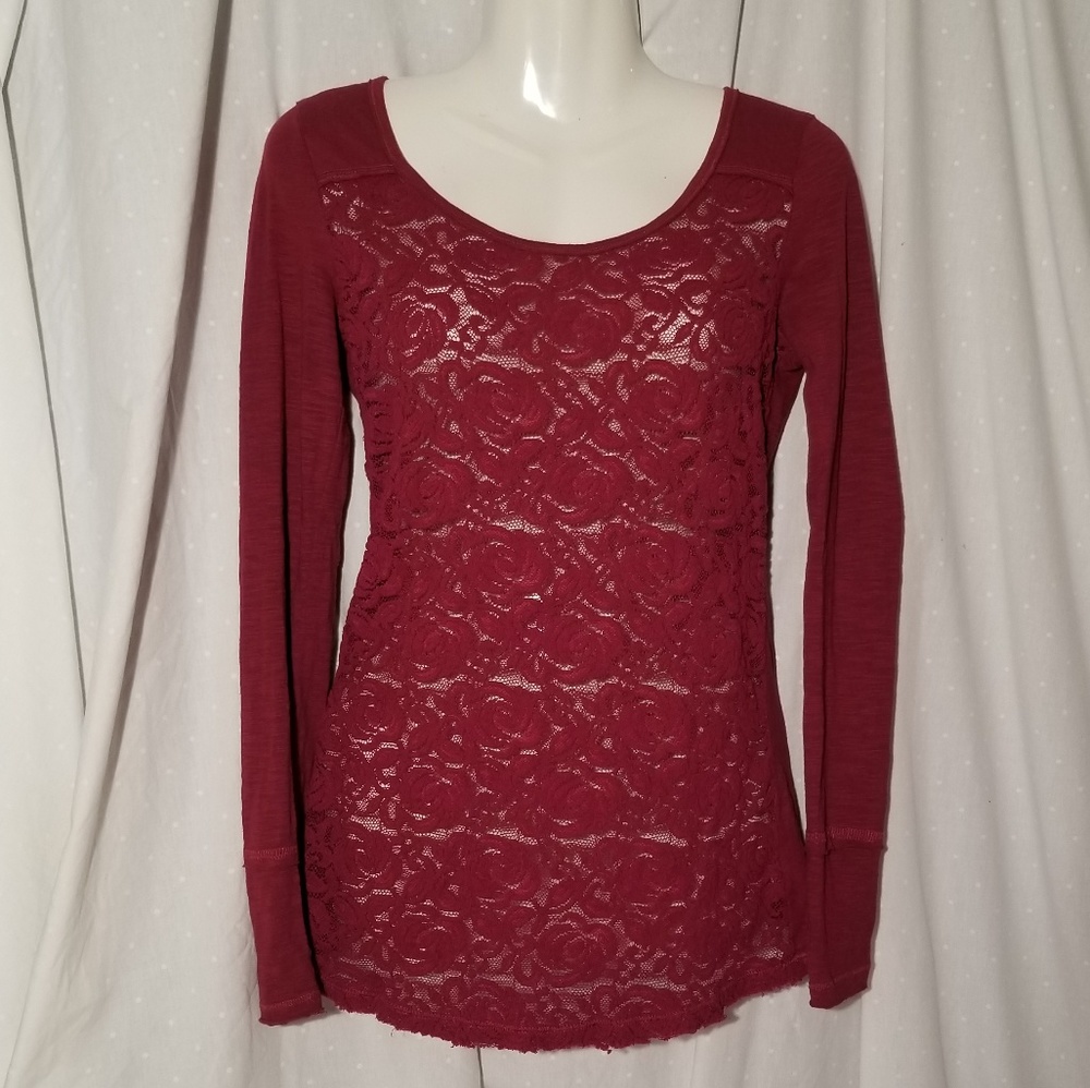 Maurice's Womens S Knit & Lace Long Sleeve…